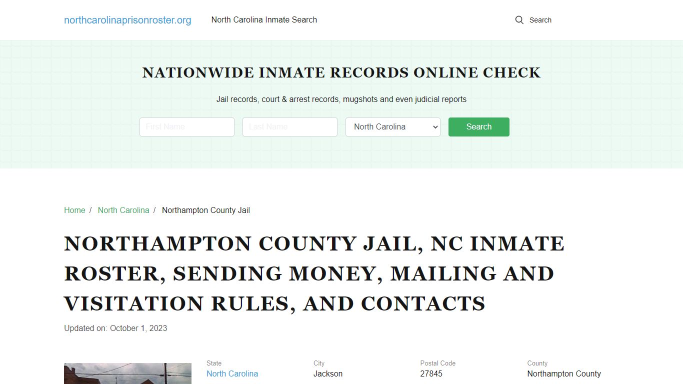Northampton County Jail, NC: Offender Search, Visitations & Contact Info